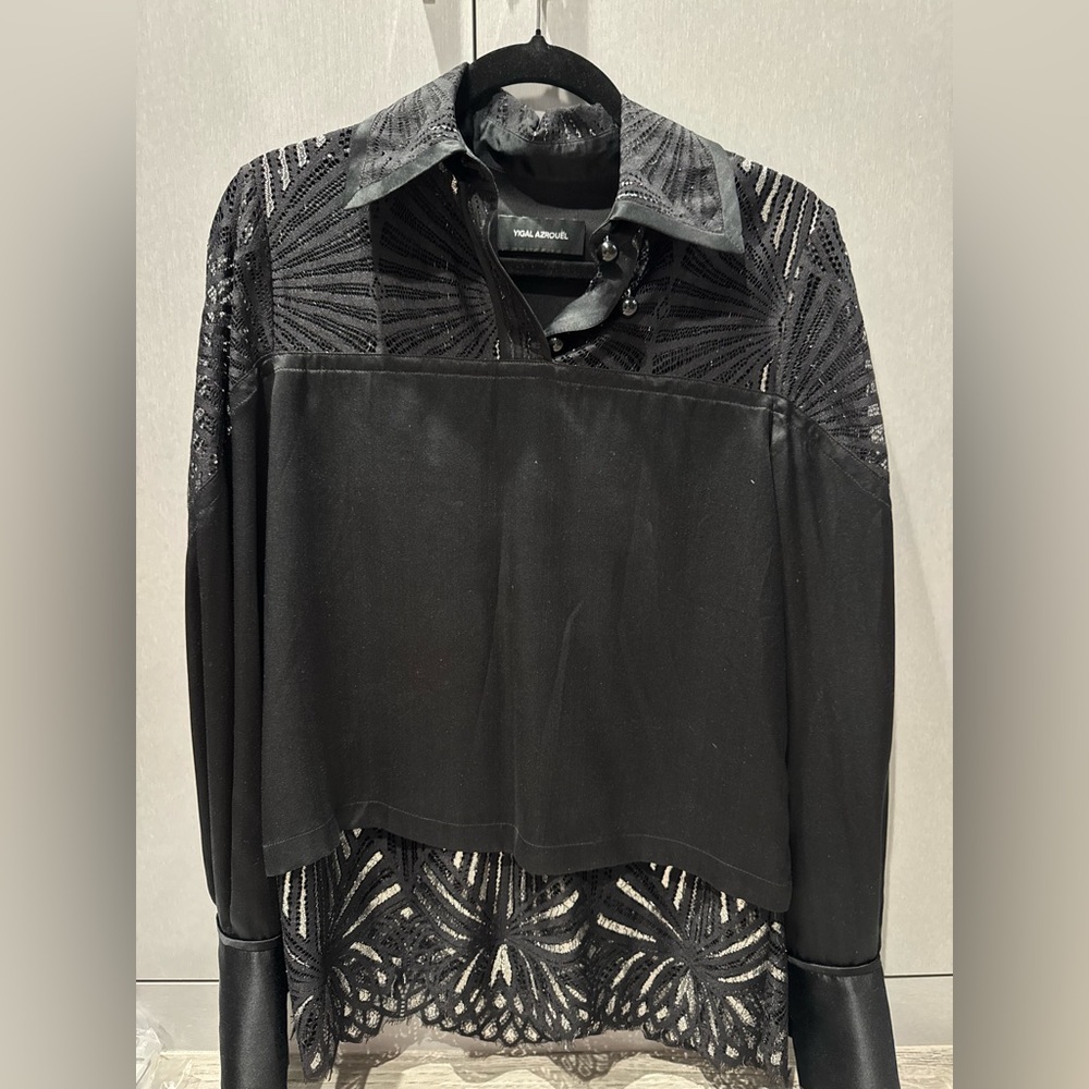 Yigal Azrouel Black Textured Blouse